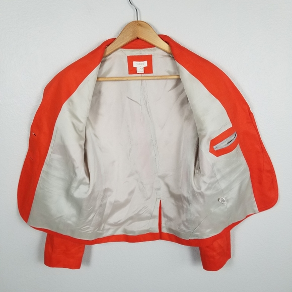 J. Crew Factory Schoolboy Linen Blazer in Red Orange Size 4 - Picture 6 of 11